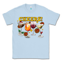 Dusty Blue Cheers Christmas Coctail Classic Tee - AdoDesignShop