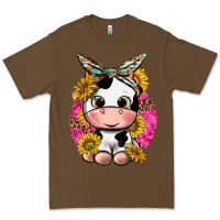 Cacao cut cow with sunflower and leopard  pink Premium Tee - texasbilliewilder