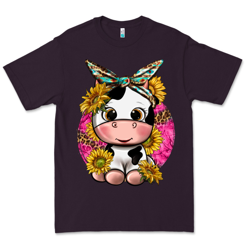 Cut Cow With Sunflower And Leopard  Pink Premium Tee by texasbilliewilder | Teevron