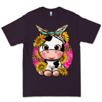 Plum cut cow with sunflower and leopard  pink Premium Tee - texasbilliewilder