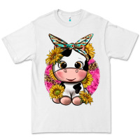 White cut cow with sunflower and leopard  pink Premium Tee - texasbilliewilder