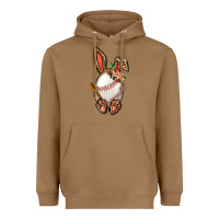 Toasted Coconut Baseball Easter Bunny Heavyweight Hoodie - BundleAndBundleShop