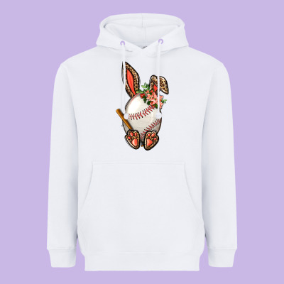 Baseball Easter Bunny Heavyweight Hoodie Designed By Bundleandbundleshop
