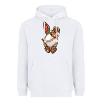 White Baseball Easter Bunny Heavyweight Hoodie - BundleAndBundleShop