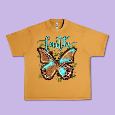 Faith Leopard Butterfly Urban Heavy Tee Designed By Jahusdesignshop