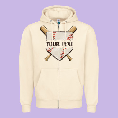 Preview Custom Baseball Zipper Hoodie Designed By Maliassmallbusiness