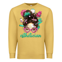 Antique Gold Esthetician Messy Bun With Pink Leopard Glasses Bbs Premium Sweatshirt - BundleAndBundleShop