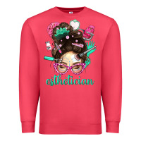 Cardinal Esthetician Messy Bun With Pink Leopard Glasses Bbs Premium Sweatshirt - BundleAndBundleShop