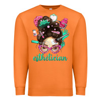 Carrot Esthetician Messy Bun With Pink Leopard Glasses Bbs Premium Sweatshirt - BundleAndBundleShop