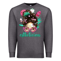 Charcoal Heather Esthetician Messy Bun With Pink Leopard Glasses Bbs Premium Sweatshirt - BundleAndBundleShop