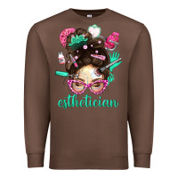 Chestnut Esthetician Messy Bun With Pink Leopard Glasses Bbs Premium Sweatshirt - BundleAndBundleShop