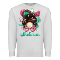 Dove Grey Esthetician Messy Bun With Pink Leopard Glasses Bbs Premium Sweatshirt - BundleAndBundleShop