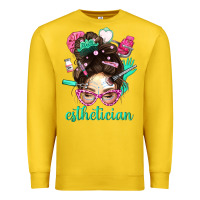 Lemon Esthetician Messy Bun With Pink Leopard Glasses Bbs Premium Sweatshirt - BundleAndBundleShop