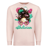 Pale Pink Esthetician Messy Bun With Pink Leopard Glasses Bbs Premium Sweatshirt - BundleAndBundleShop