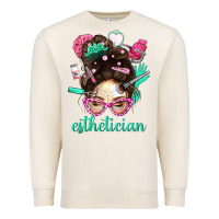Sandshell Esthetician Messy Bun With Pink Leopard Glasses Bbs Premium Sweatshirt - BundleAndBundleShop