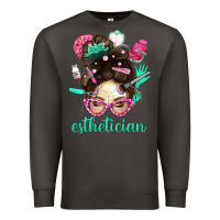 Smoke Esthetician Messy Bun With Pink Leopard Glasses Bbs Premium Sweatshirt - BundleAndBundleShop