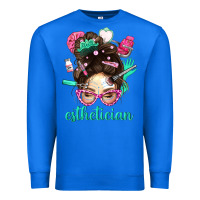 True Royal Esthetician Messy Bun With Pink Leopard Glasses Bbs Premium Sweatshirt - BundleAndBundleShop