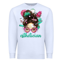 White Esthetician Messy Bun With Pink Leopard Glasses Bbs Premium Sweatshirt - BundleAndBundleShop