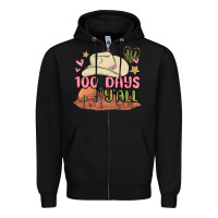 Black 100 days y'all malia Zipper Hoodie - MaliasSmallBusiness