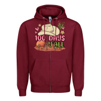 Burgundy 100 days y'all malia Zipper Hoodie - MaliasSmallBusiness