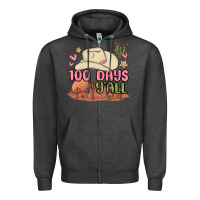 Charcoal Heather 100 days y'all malia Zipper Hoodie - MaliasSmallBusiness