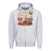 Heather Grey 100 days y'all malia Zipper Hoodie - MaliasSmallBusiness