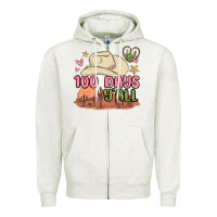 Oatmeal Heather 100 days y'all malia Zipper Hoodie - MaliasSmallBusiness