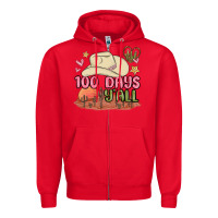 Red 100 days y'all malia Zipper Hoodie - MaliasSmallBusiness