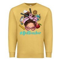 Antique Gold Best Teacher Messy Bun Bbs Premium Sweatshirt - BundleAndBundleShop