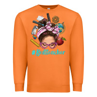 Carrot Best Teacher Messy Bun Bbs Premium Sweatshirt - BundleAndBundleShop