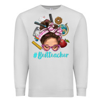 Dove Grey Best Teacher Messy Bun Bbs Premium Sweatshirt - BundleAndBundleShop