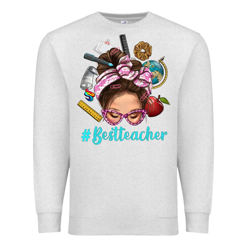 Best Teacher Messy Bun Bbs Premium Sweatshirt by BundleAndBundleShop | Teevron