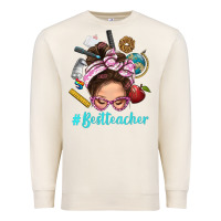 Sandshell Best Teacher Messy Bun Bbs Premium Sweatshirt - BundleAndBundleShop