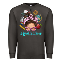Smoke Best Teacher Messy Bun Bbs Premium Sweatshirt - BundleAndBundleShop