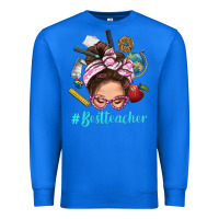True Royal Best Teacher Messy Bun Bbs Premium Sweatshirt - BundleAndBundleShop