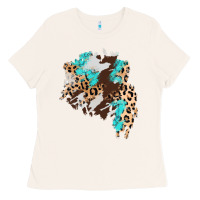 Bone cowhide leopard turquoise patch Ladies Tee - AdoDesignShop