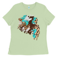 Matcha cowhide leopard turquoise patch Ladies Tee - AdoDesignShop