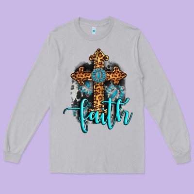 Faith Western Turquoise Long Sleeve Tee Designed By Adodesignshop