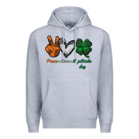 Heather Grey peace love st patrick's day Premium Hoodie - Bettercallsaul
