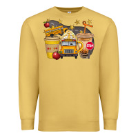 Antique Gold School Bus Coffee And Star Bbs Premium Sweatshirt - BundleAndBundleShop