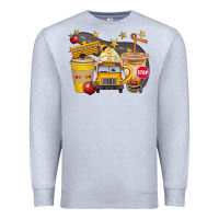 Heather Grey School Bus Coffee And Star Bbs Premium Sweatshirt - BundleAndBundleShop