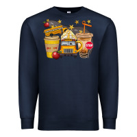 Navy School Bus Coffee And Star Bbs Premium Sweatshirt - BundleAndBundleShop