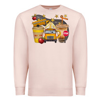 Pale Pink School Bus Coffee And Star Bbs Premium Sweatshirt - BundleAndBundleShop