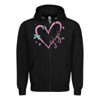 Black gigi with heart and ribbons Zipper Hoodie - MaliasSmallBusiness