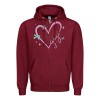 Burgundy gigi with heart and ribbons Zipper Hoodie - MaliasSmallBusiness
