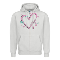 Dove Grey gigi with heart and ribbons Zipper Hoodie - MaliasSmallBusiness