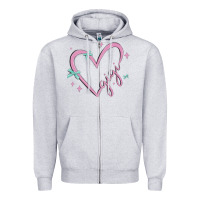 Heather Grey gigi with heart and ribbons Zipper Hoodie - MaliasSmallBusiness