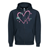 Navy gigi with heart and ribbons Zipper Hoodie - MaliasSmallBusiness