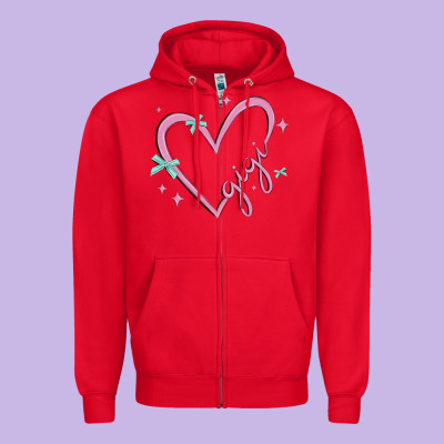 Gigi With Heart And Ribbons Zipper Hoodie Designed By Maliassmallbusiness