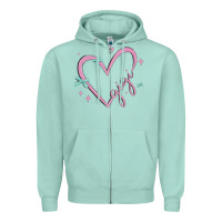 Seafoam gigi with heart and ribbons Zipper Hoodie - MaliasSmallBusiness
